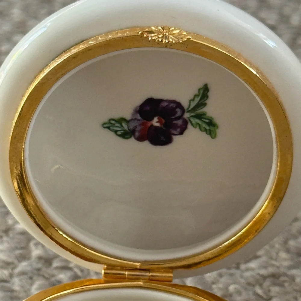 Vintage PartyLite Floral Porcelain Ceramic Trinket Box Tea Light